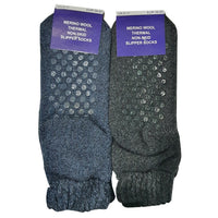 Mens Merino Wool Thermal Slipper Socks with Grip (1 Pair)