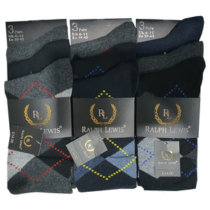 Mens Argyle Design Pattern Suit Socks (3 Pair)