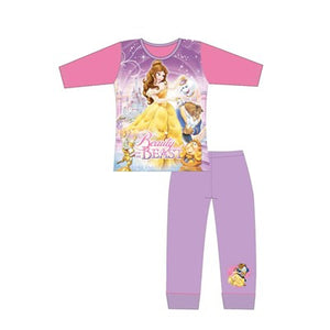 Girls Kids Character Disney Beauty and the Beast Long Sleeve Pyjama Set