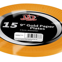 15pc 9" Gold Paper Plates