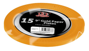 15pc 9" Gold Paper Plates