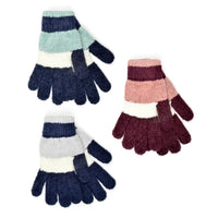 Ladies Striped Chenille Gloves
