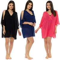 Ladies Cold Shoulder Chiffon Beach Cover Up