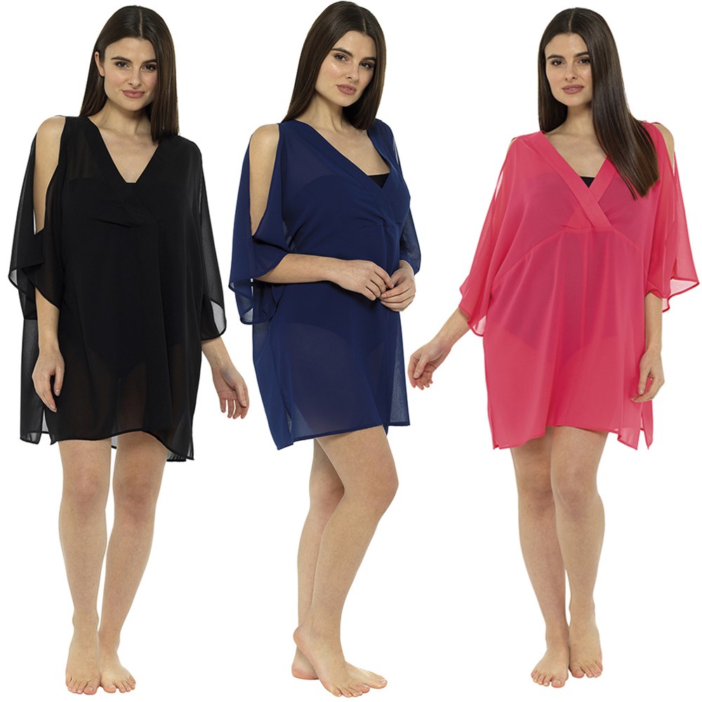 Ladies Cold Shoulder Chiffon Beach Cover Up