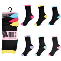 Girls 3 Pack Contrast Heel & Toe Socks
