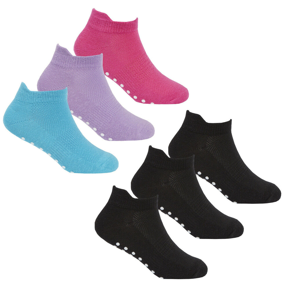 Girls Trainer Socks with Grippers (size 6-8)