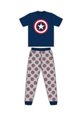 Mens Licenced Captain America Pyjama PJs Set