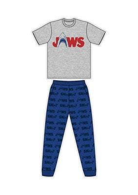 Mens Licenced Jaws Pyjama PJs Set