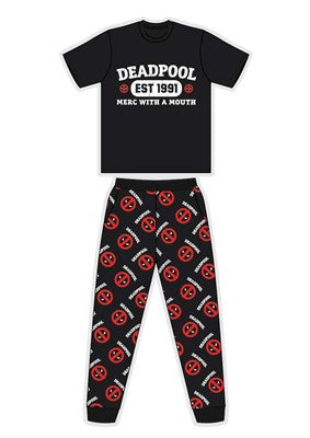 Mens Licensed Deadpool Pyjama PJs Set