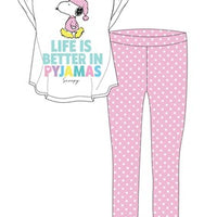 Ladies Womens Licenced Snoopy Pyjama PJs Set