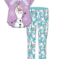 Ladies Women Disney Frozen Olaf Pyjama PJs Set