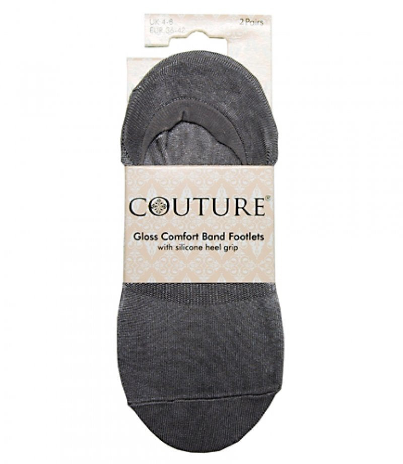 Ladies Couture Gloss Comfort Band Footlets 2PP